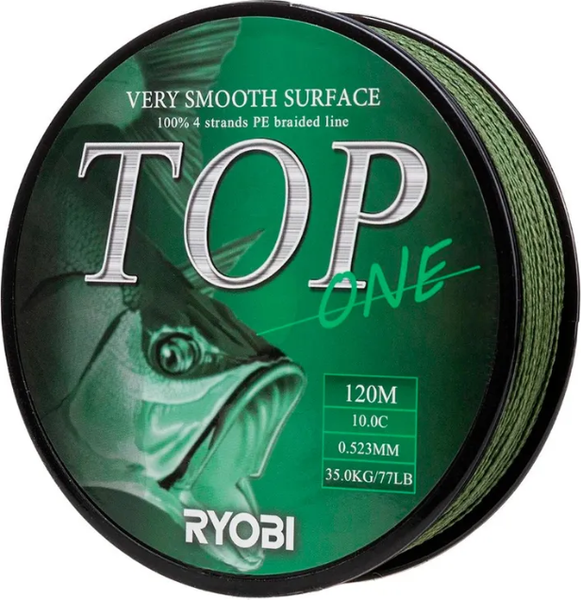 Леска плетеная Ryobi TOP PE4X-120M 10,0/d-0.523мм (Dark green)