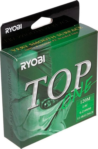 Леска плетеная Ryobi TOP PE4X-120M 2.0/d-0.234мм (Dark green)