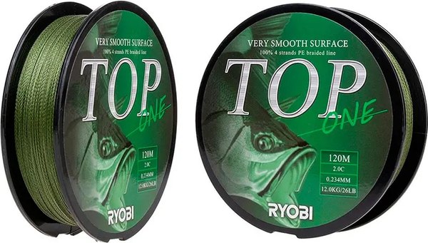 Леска плетеная Ryobi TOP PE4X-120M 2.0/d-0.234мм (Dark green)