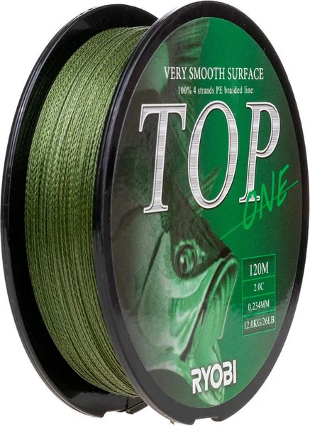 Леска плетеная Ryobi TOP PE4X-120M 2.0/d-0.234мм (Dark green)