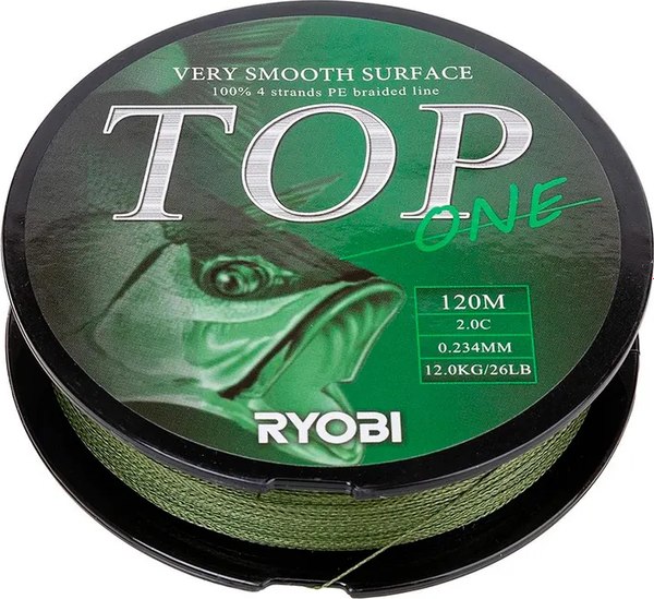 Леска плетеная Ryobi TOP PE4X-120M 2.0/d-0.234мм (Dark green)
