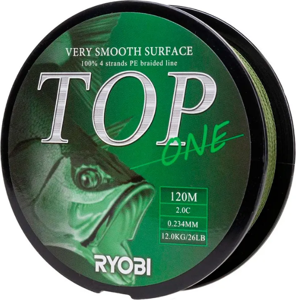 Леска плетеная Ryobi TOP PE4X-120M 2.0/d-0.234мм (Dark green)