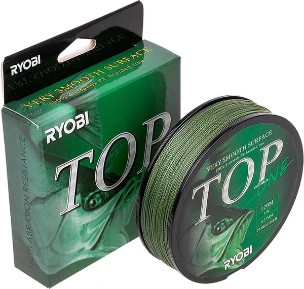 Леска плетеная Ryobi TOP PE4X-120M 5.0/d-0.370мм (Dark green)
