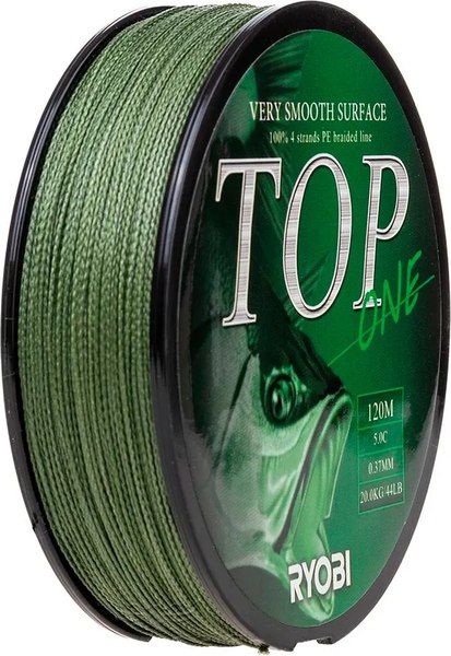 Леска плетеная Ryobi TOP PE4X-120M 5.0/d-0.370мм (Dark green)