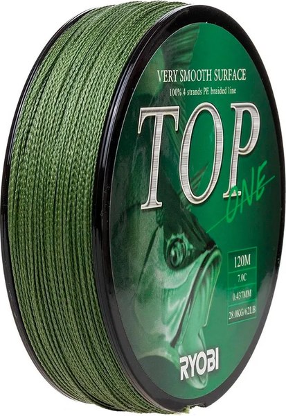 Леска плетеная Ryobi TOP PE4X-120M 7.0/d-0.437мм (Dark green)