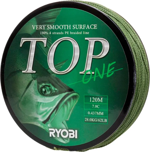 Леска плетеная Ryobi TOP PE4X-120M 7.0/d-0.437мм (Dark green)