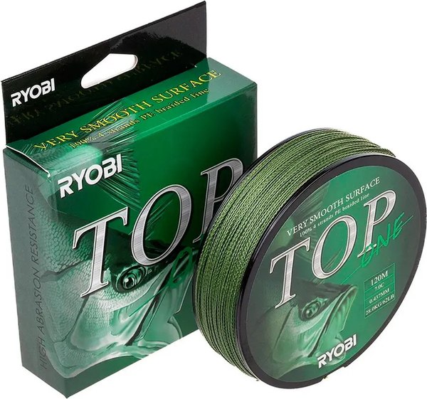 Леска плетеная Ryobi TOP PE4X-120M 7.0/d-0.437мм (Dark green)