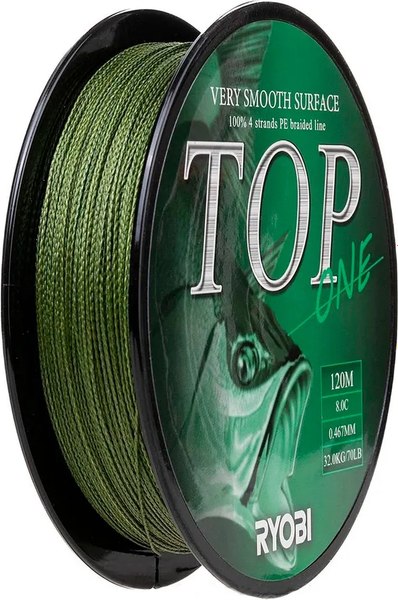 Леска плетеная Ryobi TOP PE4X-120M 8.0/d-0.467mm (Dark green)