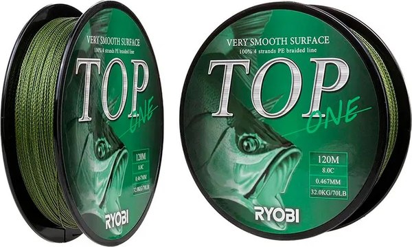 Леска плетеная Ryobi TOP PE4X-120M 8.0/d-0.467mm (Dark green)
