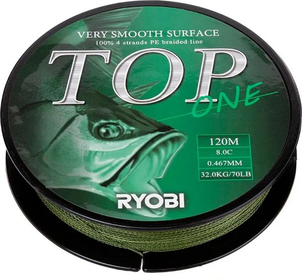 Леска плетеная Ryobi TOP PE4X-120M 8.0/d-0.467mm (Dark green)