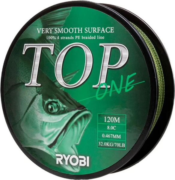 Леска плетеная Ryobi TOP PE4X-120M 8.0/d-0.467mm (Dark green)