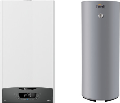 Комплект газового котла с бойлером Ariston Clas XC System 24 FF NG (3301679) + Ferroli Ecounit N 150-1C (GRYZ980A) (дымоход в подарок) - 