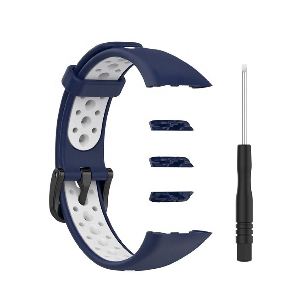 Ремешок для умных часов Rumi N-Style для Honor Band 6/Band 7/Huawei Band 6 (синий/белый)