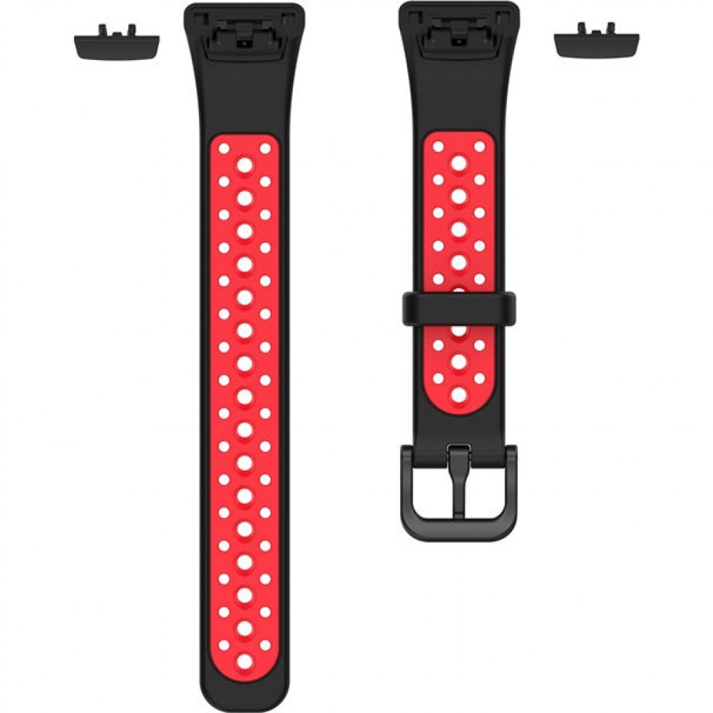 Ремешок для умных часов Rumi N-Style для Honor Band 6/Band 7/Huawei Band 6 (черный/красный)