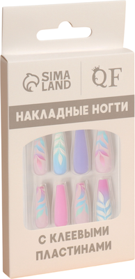 Накладные ногти Queen Fair Листочки 10495405 (12шт, разноцветный) - 