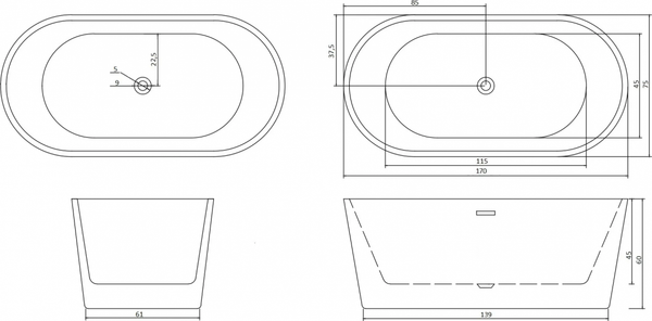Купить Ванна акриловая Cerutti Spa Resia II 170x75 в Молодечно