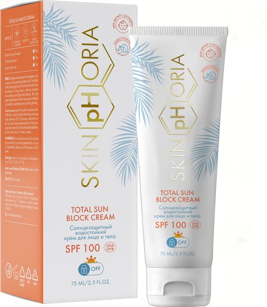 Крем солнцезащитный SkinpHoria SPF 100 Total Sun Block для лица и тела (75мл)