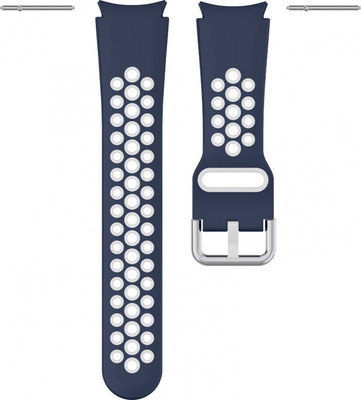 Ремешок для умных часов Rumi Sport N-style для Samsung Galaxy Watch 4/5/6/7/FE (20мм, темно-синий/белый) - 