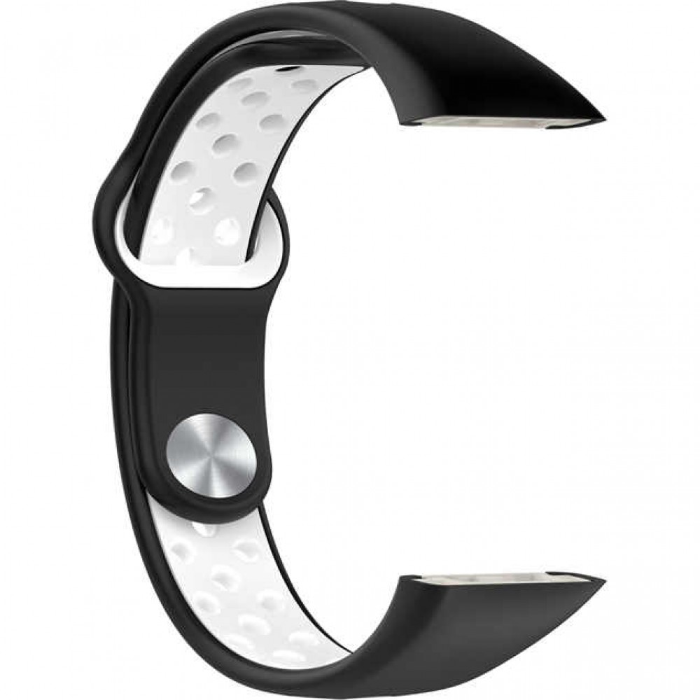 Ремешок для умных часов Rumi Sport N-style для Honor Band 6/7/Huawei Band 6 (черный/белый)