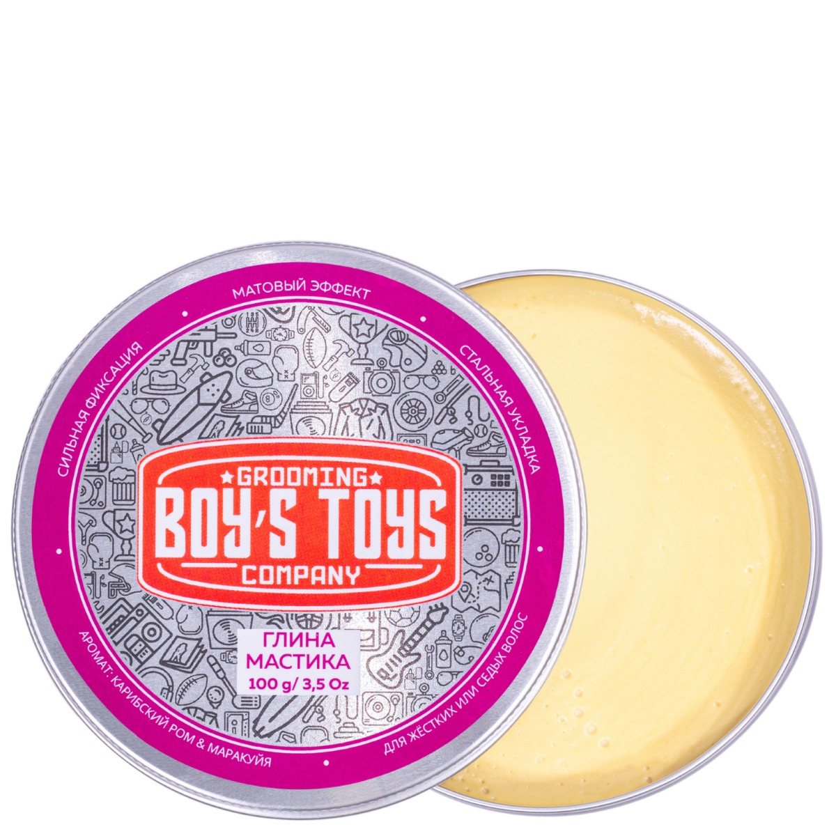 Глина для укладки волос Boy's Toys Мастика Матовая сильной фиксации (100г)