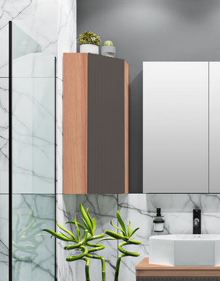 Шкаф для ванной Runo Соренто 30 / Тренто 30 угловой вертикаль (крафтовый дуб/графит) - 