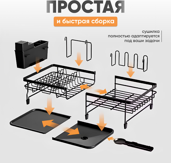 Сушилка для посуды Solmax&Home SM99898 (черный)