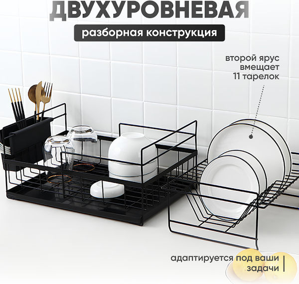 Сушилка для посуды Solmax&Home SM99896 (черный)