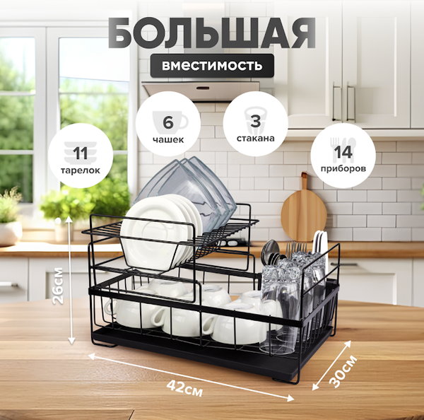 Сушилка для посуды Solmax&Home SM99896 (черный)