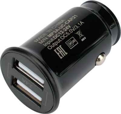 Адаптер питания автомобильный Cablexpert MP3A-UC-CAR21 (черный) - 