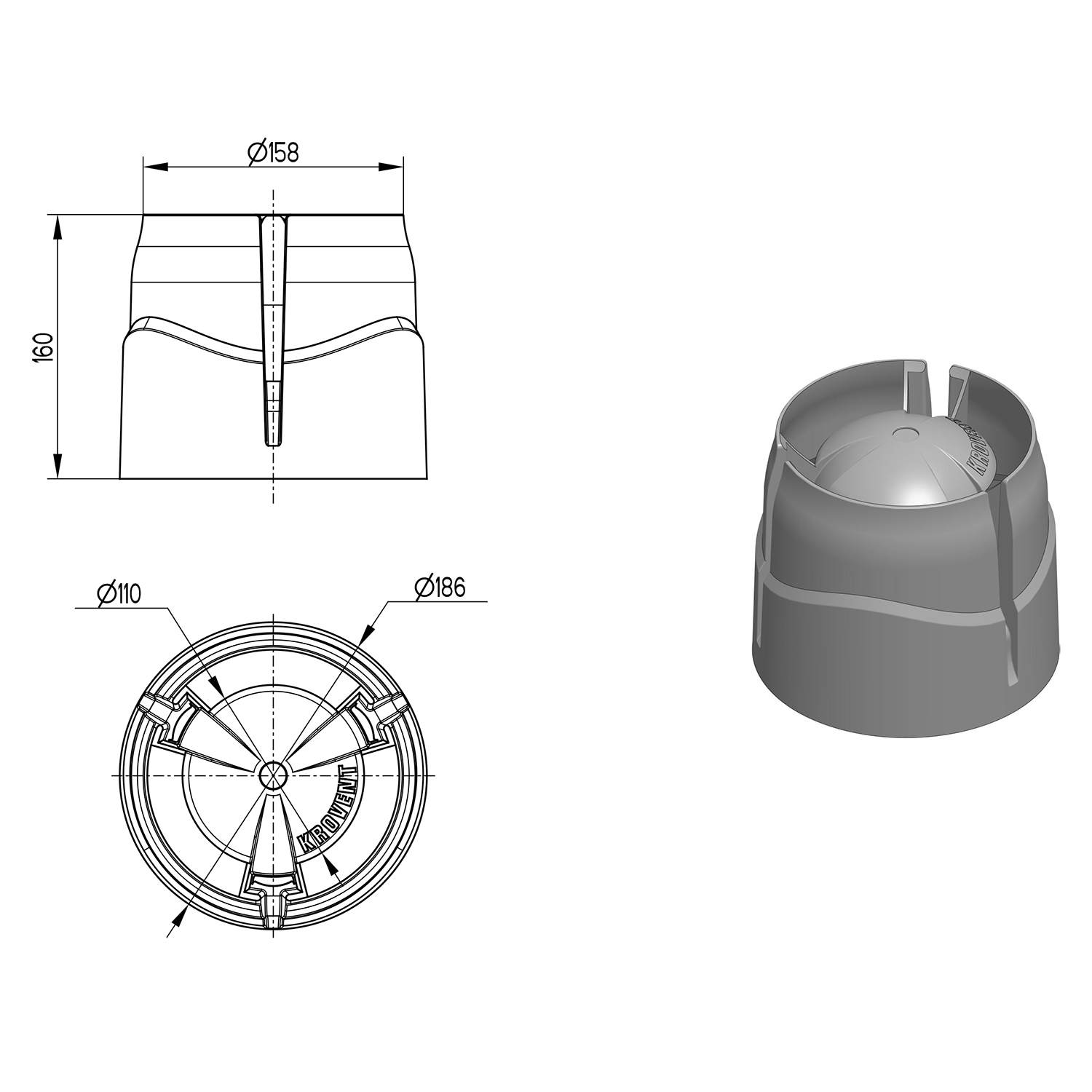 Колпак для вентиляционного выхода Krovent HupCap New RAL 3009 (кирпичный) — фото 2