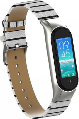 Ремешок для фитнес-трекера Rumi Ecoleather для Xiaomi Smart Band 8/9 (белый/черный) - 