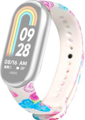 Ремешок для фитнес-трекера Rumi Силиконовый для Xiaomi Smart Band 8/9 (бабочки) - 