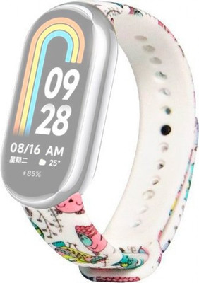 Ремешок для фитнес-трекера Rumi Силиконовый для Xiaomi Smart Band 8/9 (совушки) - 