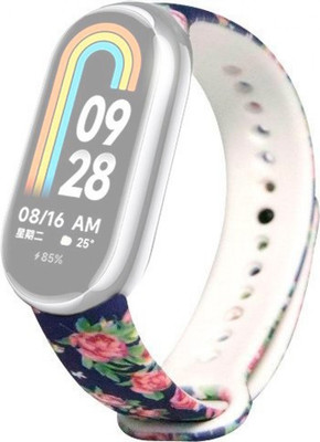 Ремешок для фитнес-трекера Rumi Силиконовый для Xiaomi Smart Band 8/9 (красные розы) - 
