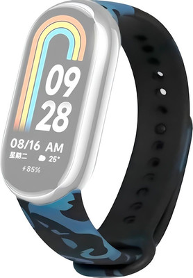 Ремешок для фитнес-трекера Rumi Силиконовый для Xiaomi Smart Band 8/9 (синий камуфляж) - 