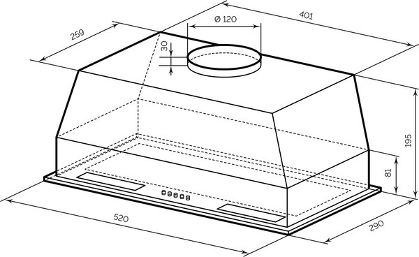 Купить Вытяжка скрытая Lex Hyper 600 Light BL в Молодечно