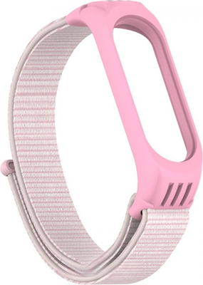 Ремешок для фитнес-трекера Rumi Нейлоновый для Xiaomi Mi Band 6/5 (розовый/белый) - 