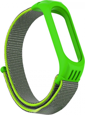 Ремешок для фитнес-трекера Rumi Нейлоновый для Xiaomi Mi Band 6/5 (салатовый/серый) - 