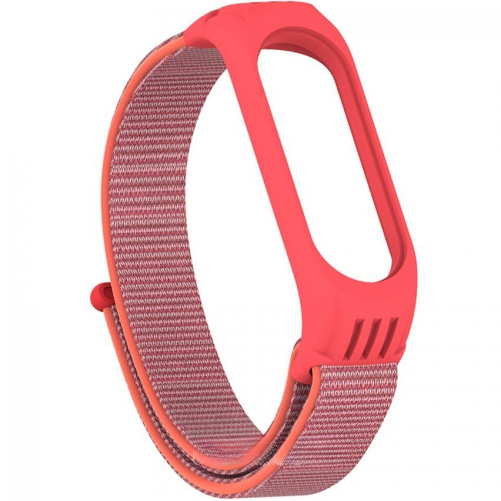 Ремешок для фитнес-трекера Rumi Нейлоновый для Xiaomi Mi Band 6/5 (красный/серый) — фото 1