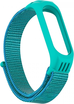 Ремешок для фитнес-трекера Rumi Нейлоновый для Xiaomi Mi Band 6/5 (бирюзовый/голубой) - 