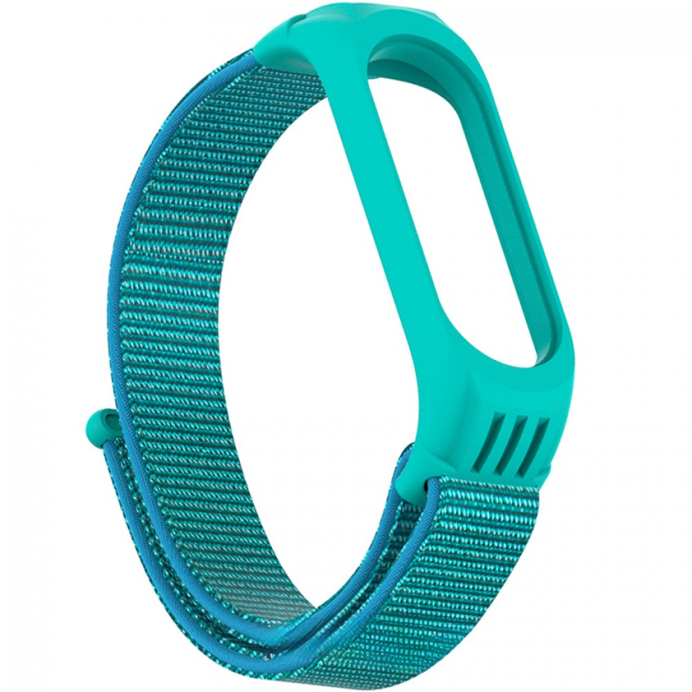 Ремешок для фитнес-трекера Rumi Нейлоновый для Xiaomi Mi Band 6/5 (бирюзовый/голубой) — фото 1