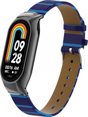 Ремешок для фитнес-трекера Rumi Ecoleather для Xiaomi Smart Band 8/9 (синий/голубой) - 
