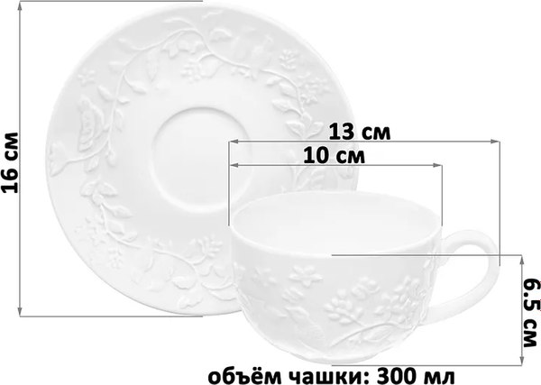 Кружка с блюдцем Elan Gallery Птички на ветке / 540929_2