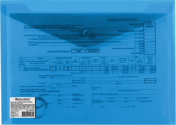 Папка-конверт Brauberg 224813 (синий)