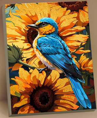 Картина по номерам Флюид Синяя птица в подсолнухах 40x50 / HR0691 -