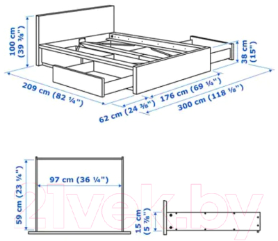 Двуспальная кровать Ikea Мальм 392.108.89