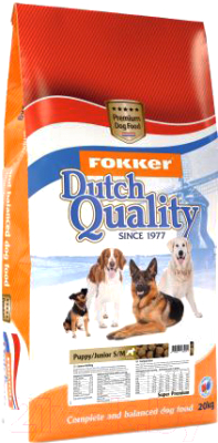 Сухой корм для собак Fokker Dutch Quality Puppy Junior S/M / 6512 (20кг)