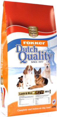 Сухой корм для собак Fokker Dutch Quality Lamb & Rice / 6312 (20кг)