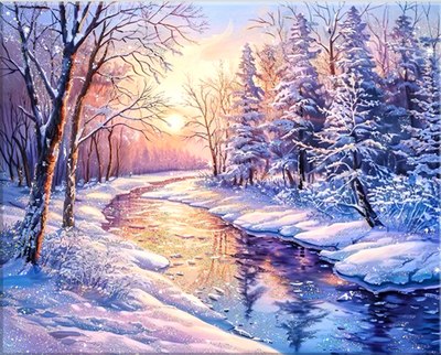 

Картина по номерам, Зимний рассвет 40x50 / SHR0586