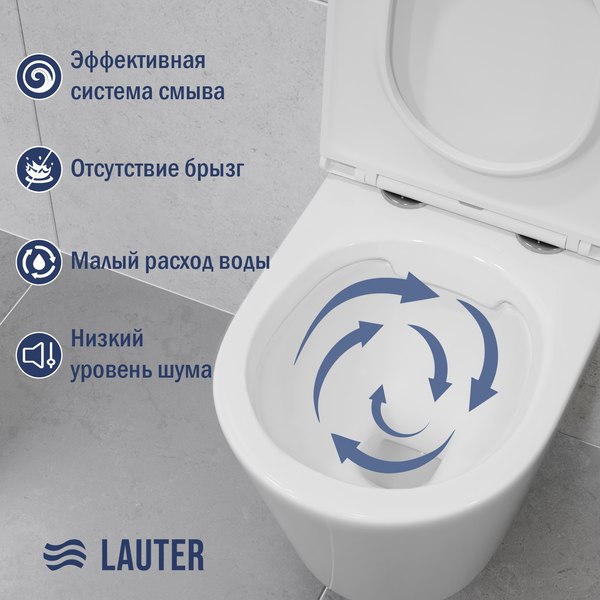 Унитаз подвесной с инсталляцией Lauter Longer 2110822 + GROHE Rapid SL 38721001 с кнопкой (овальная, хром)